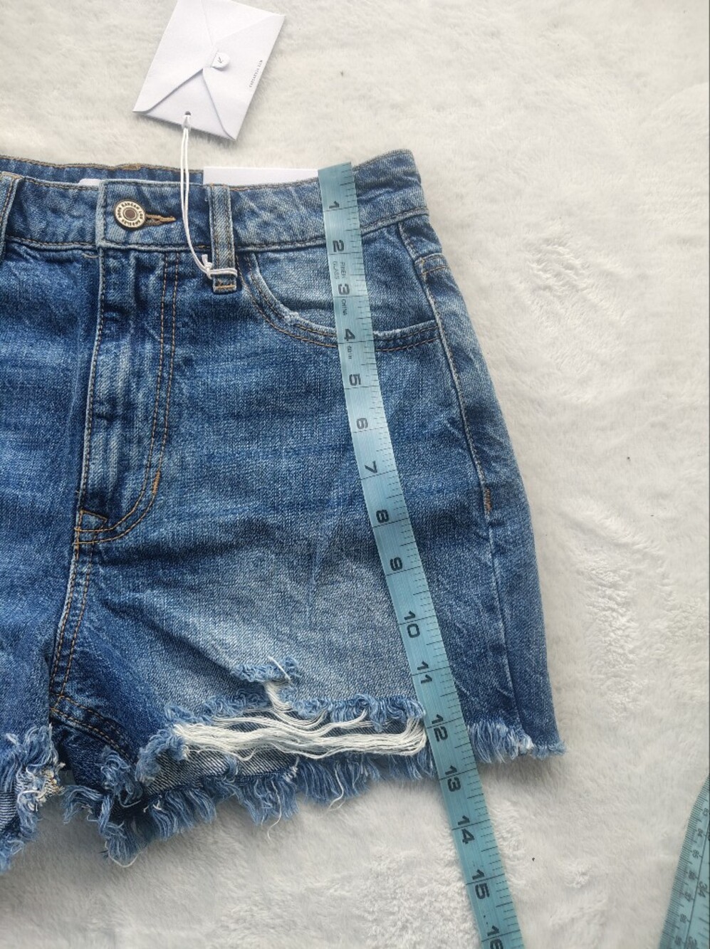 KanCan Distressed Blue High-Rise Denim Shorts - Picture 8 of 12